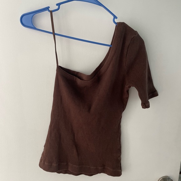 Citizens Of Humanity Brown One Shoulder Ribbed Shirt Size small - Picture 3 of 3